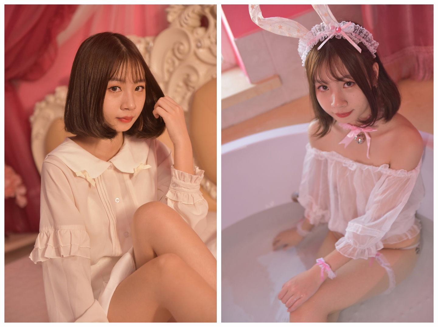 甜美复古少女曜依 2019.03.17，情侣主题酒店私拍写真套图
