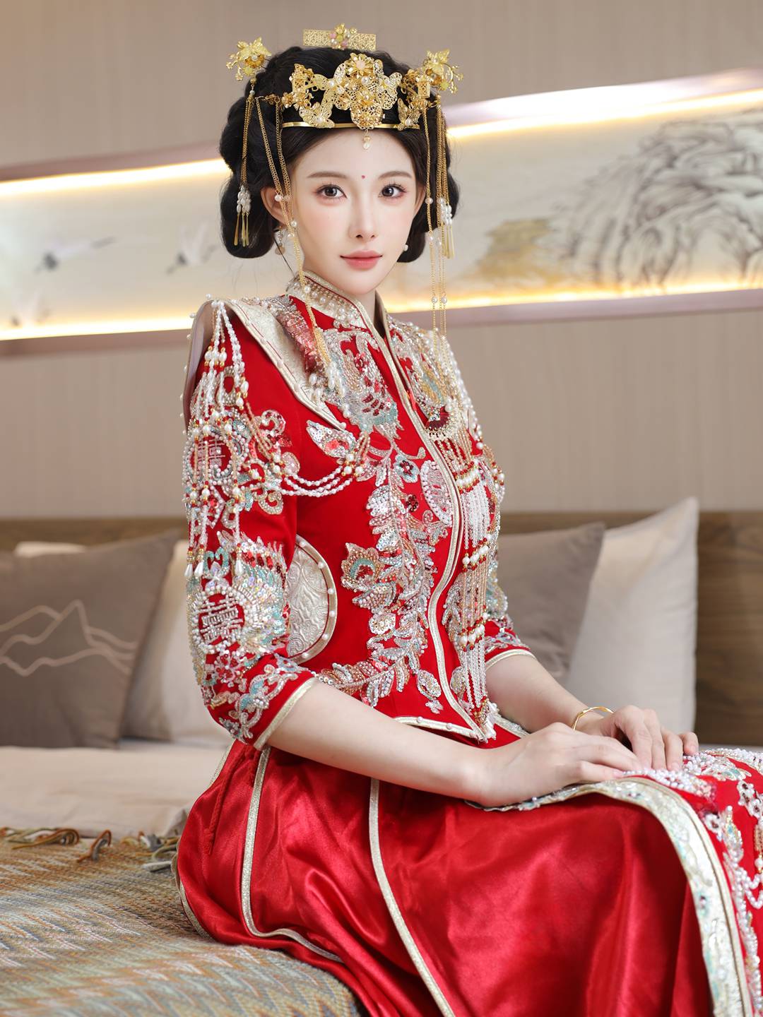 梨霜儿最新超清480元写真全集|国风新娘主题唯美私房大片·红妆凤冠高颜值反差感收藏版